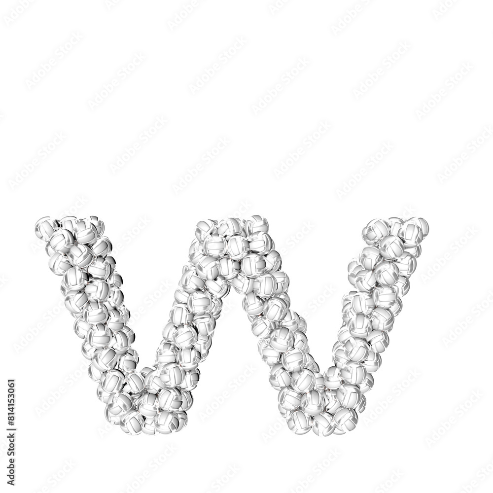 Symbol made of silver volleyballs. letter w Symbol made of silver volleyballs. letter w