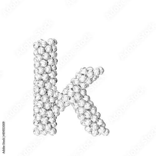Symbol made of silver volleyballs. letter k