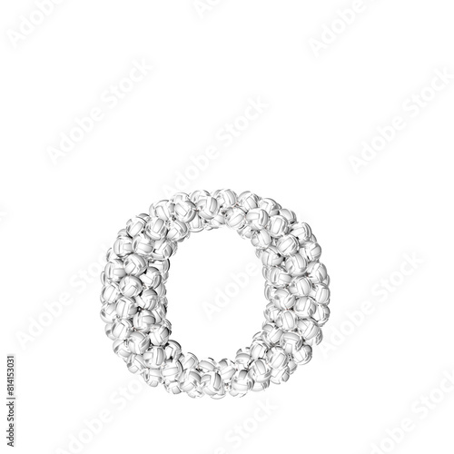 Symbol made of silver volleyballs. letter o