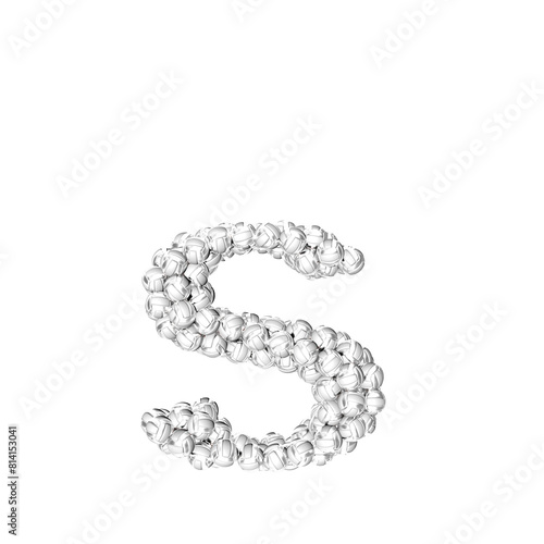 Symbol made of silver volleyballs. letter s