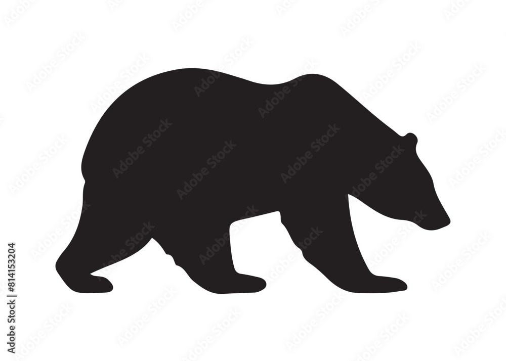 Bear vector silhouette, Grizzly bear or polar bear silhouette flat vector, animal silhouette Bear vector silhouette, Grizzly bear or polar bear silhouette flat vector, animal silhouette