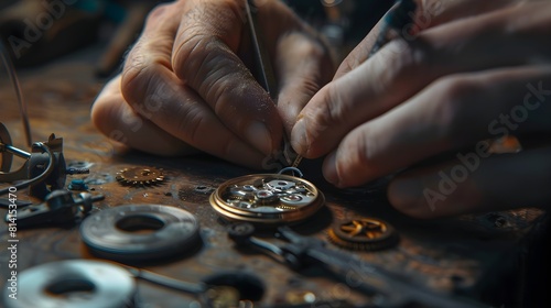 a close up of a person working on a watch
