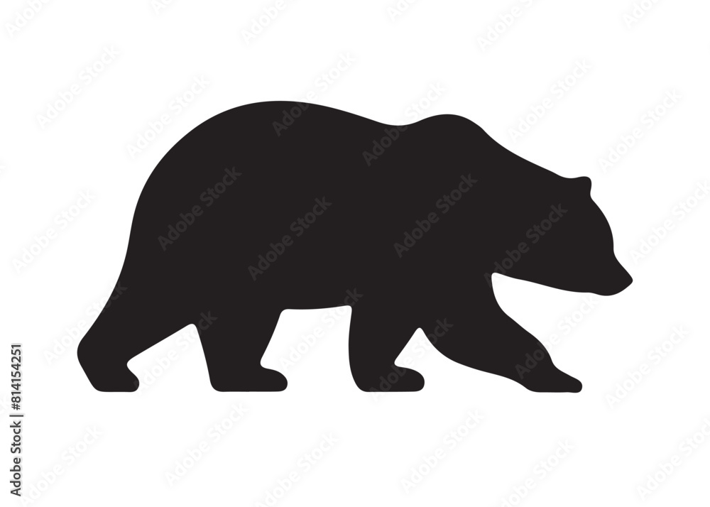 Bear vector silhouette, Grizzly bear or polar bear silhouette flat vector, animal silhouette Bear vector silhouette, Grizzly bear or polar bear silhouette flat vector, animal silhouette
