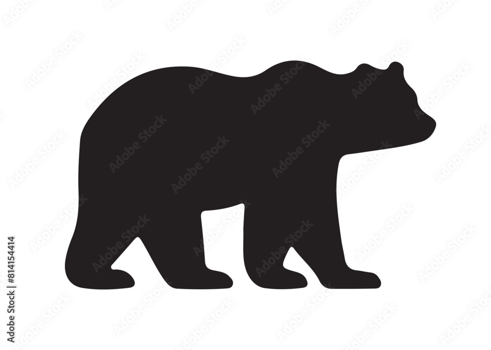 Fototapeta premium Bear vector silhouette, Grizzly bear or polar bear silhouette flat vector, animal silhouette