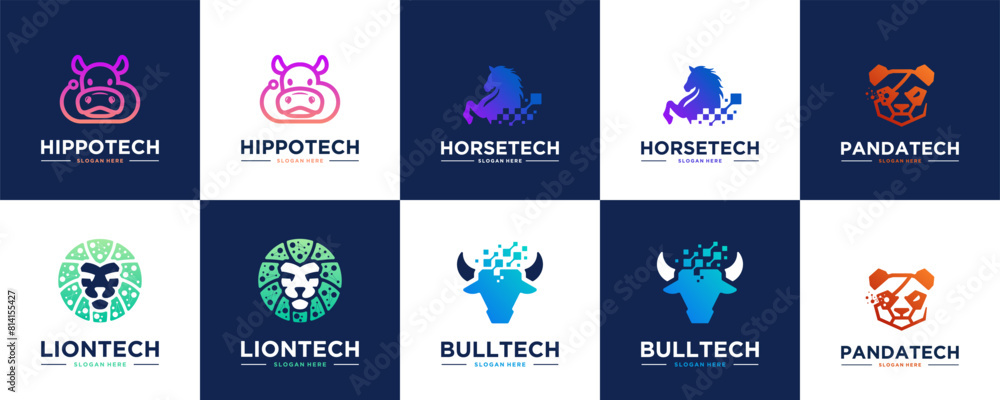 Technology collection with animal concept, digital connection, logo design illustration. Technology collection with animal concept, digital connection, logo design illustration.