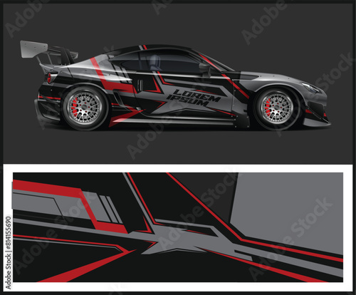 Car wrap racing livery vector. Abstract stripe racing background for pickup truck