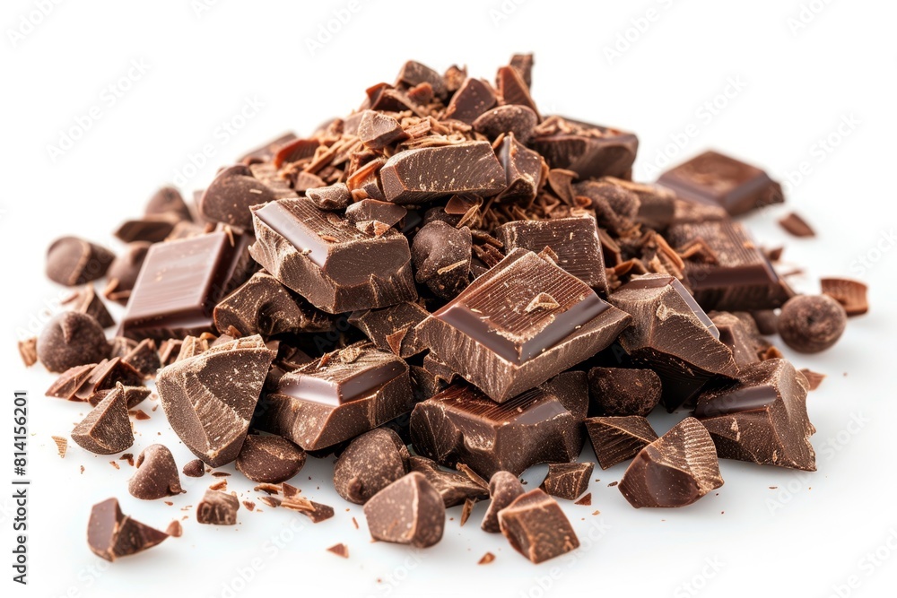 Stack of Dark Chocolate with Chocolate Shavings and Cocoa Powder Stack of Dark Chocolate with Chocolate Shavings and Cocoa Powder