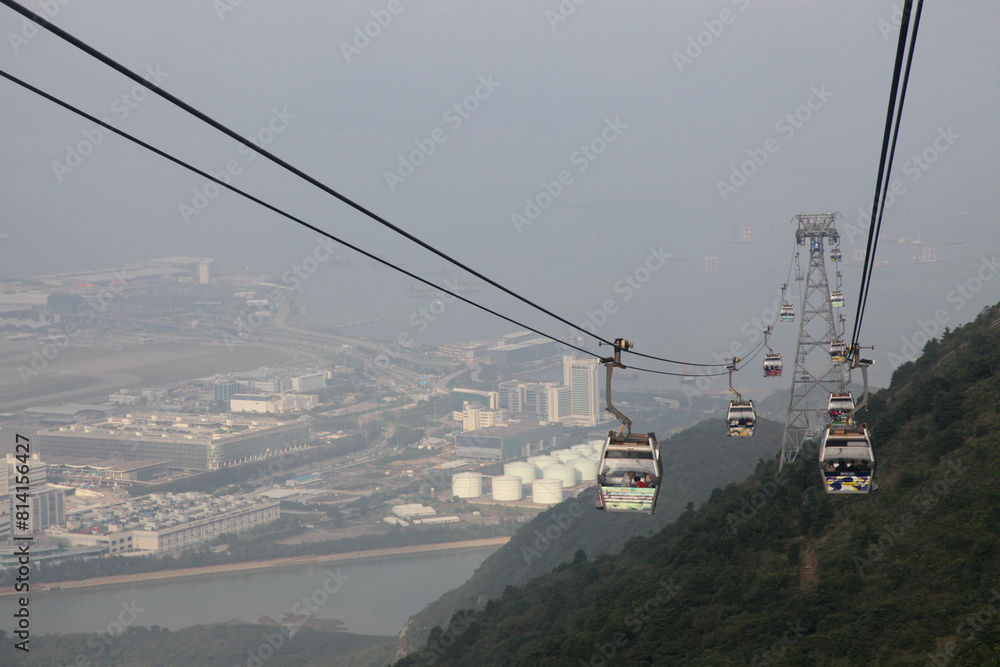 The cable car on the island of Lantau, Hong Kong