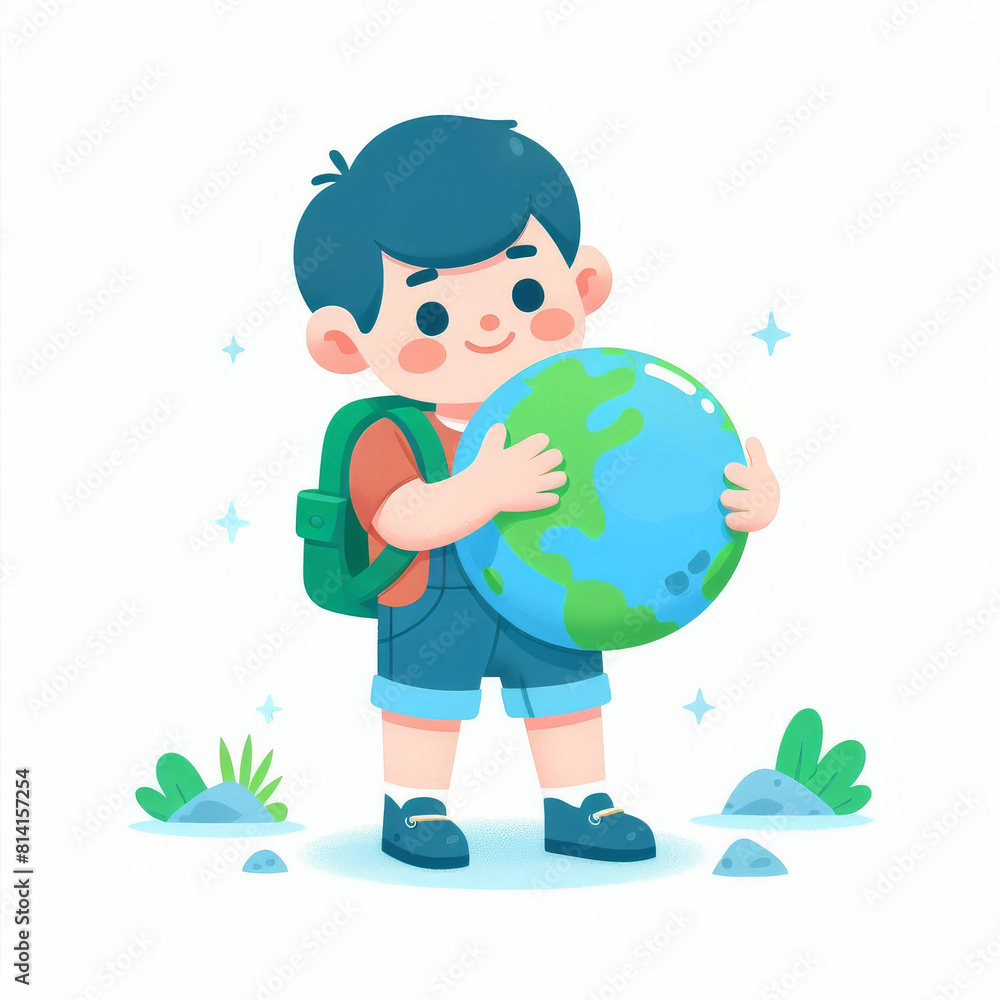 Boy holds globe in his hands. World environment day Boy holds globe in his hands. World environment day