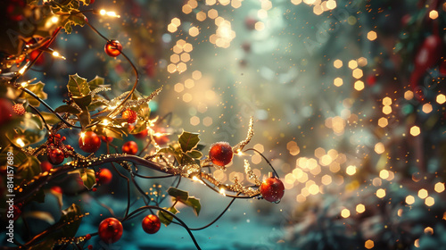 A magical scene of fairy lights and mistletoe for Christmas Eve Merry Christmas!