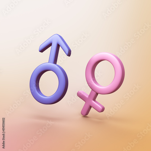 Genders symbols male female - stylized 3d CGI icon object, Not gen Ai