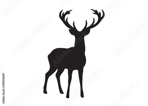 isolated black silhouette of a deer collection  deer silhouette vector.