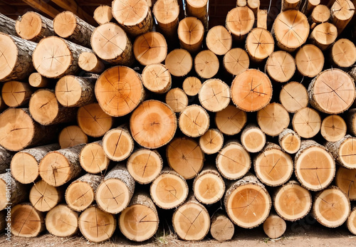 Timber Harvest  Nature s Lumber Stacks. Trunks of fallen trees lying in a pile