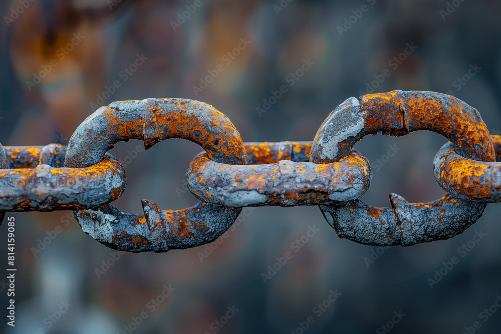 A rusty chain is shown in a close up A rusty chain is shown in a close up