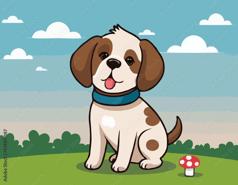 Cute doggy sitting grass landscape vector image
Cute doggy sitting grass landscape vector image