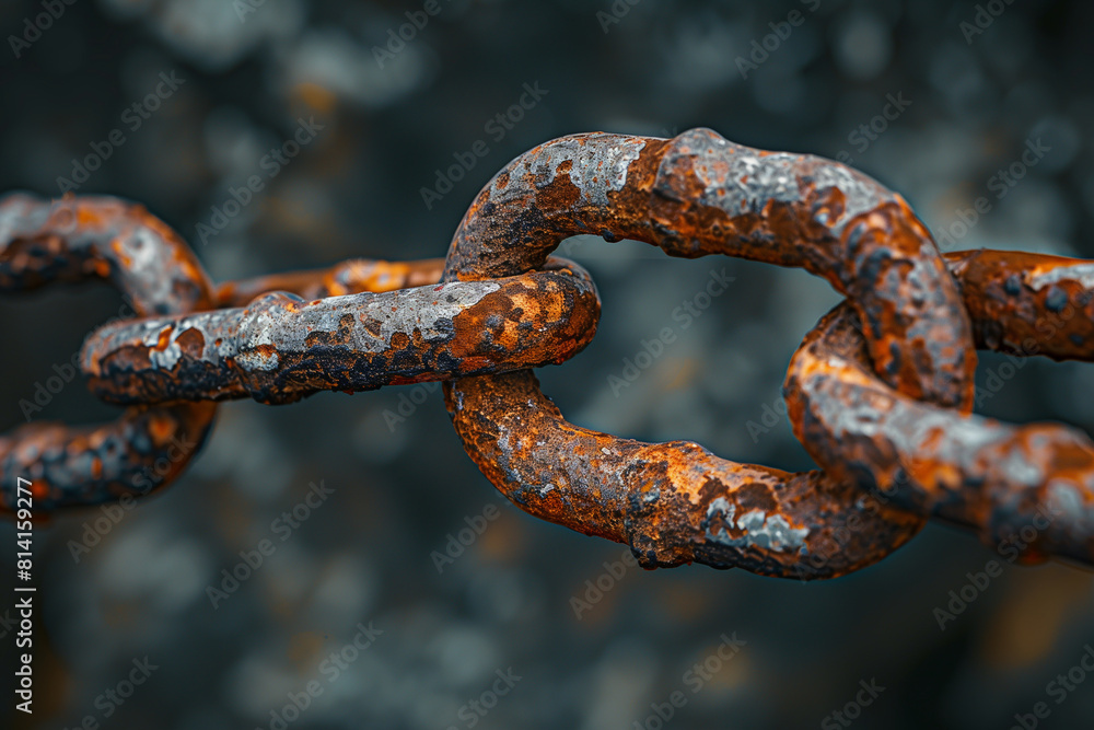 A rusty chain is shown in a close up A rusty chain is shown in a close up