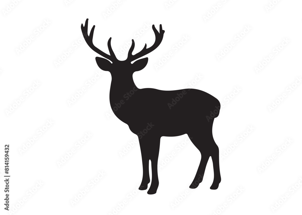 isolated black silhouette of a deer collection, deer silhouette vector. isolated black silhouette of a deer collection, deer silhouette vector.