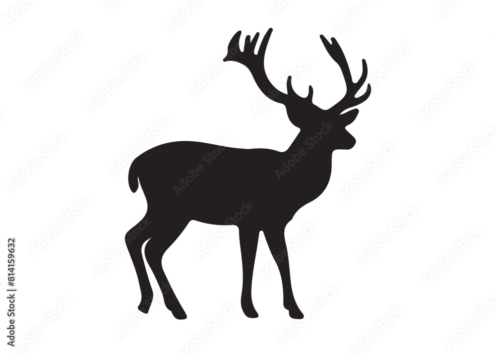 isolated black silhouette of a deer collection, deer silhouette vector. isolated black silhouette of a deer collection, deer silhouette vector.