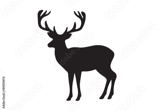 isolated black silhouette of a deer collection  deer silhouette vector.