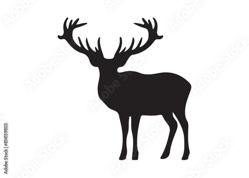 isolated black silhouette of a deer collection  deer silhouette vector.