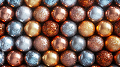 Multicolored background illustration in the form of balls made of metals Generated by AI
