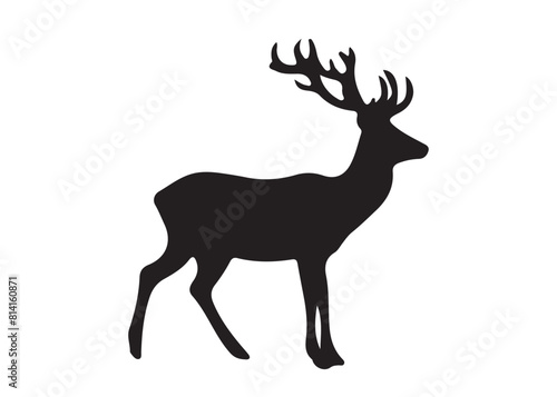 isolated black silhouette of a deer collection  deer silhouette vector.