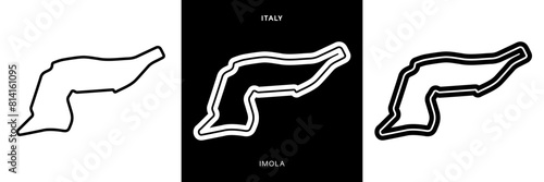 Imola Circuit Vector. Imola Emilia Romagna Italy Circuit Race Track Illustration with Editable Stroke. Stock Vector.

