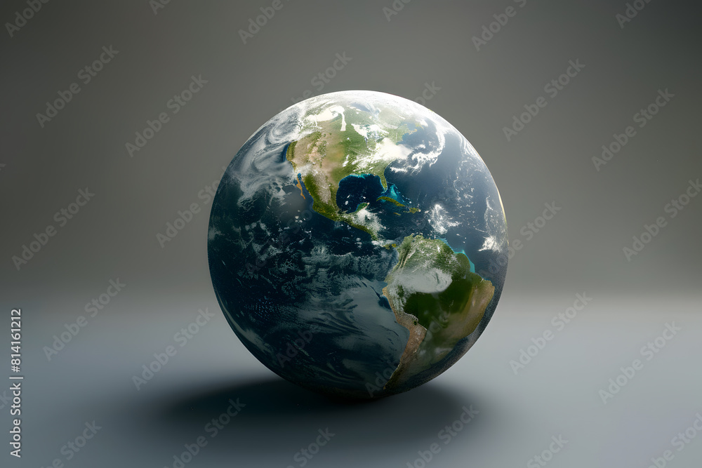 Realistic earth globe on gradient background