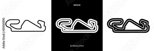 Barcelona Circuit Vector. Barcelona Spain Circuit Race Track Illustration with Editable Stroke. Stock Vector.
