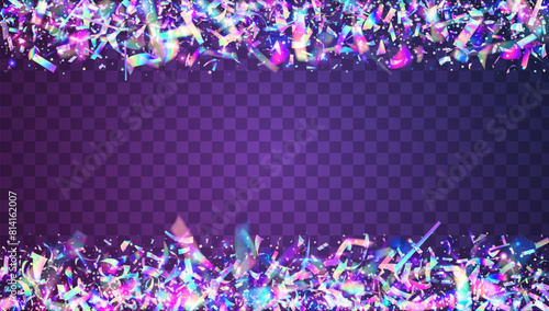 3d Effect. Digital Tinsel. Explosion Background. Glare Christmas Serpentine. Carnaval Ribbon. Purple Light Confetti. Art Template. Isolated Paper. Pink 3d Effect
