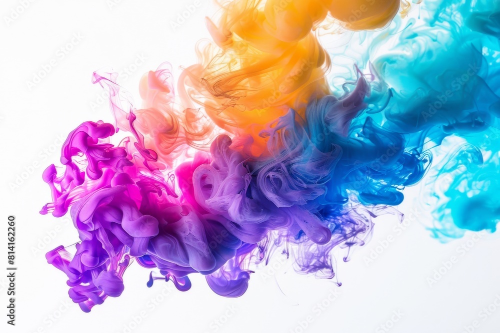 Colorful smoke in motion against a white background Colorful smoke in motion against a white background