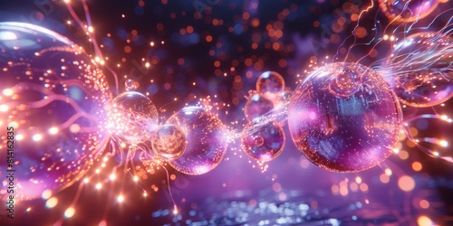 Stunning Visual of Dynamic Sparkling Particles and Neon Colors in Futuristic Abstract Scene