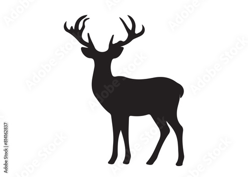 isolated black silhouette of a deer collection  deer silhouette vector.