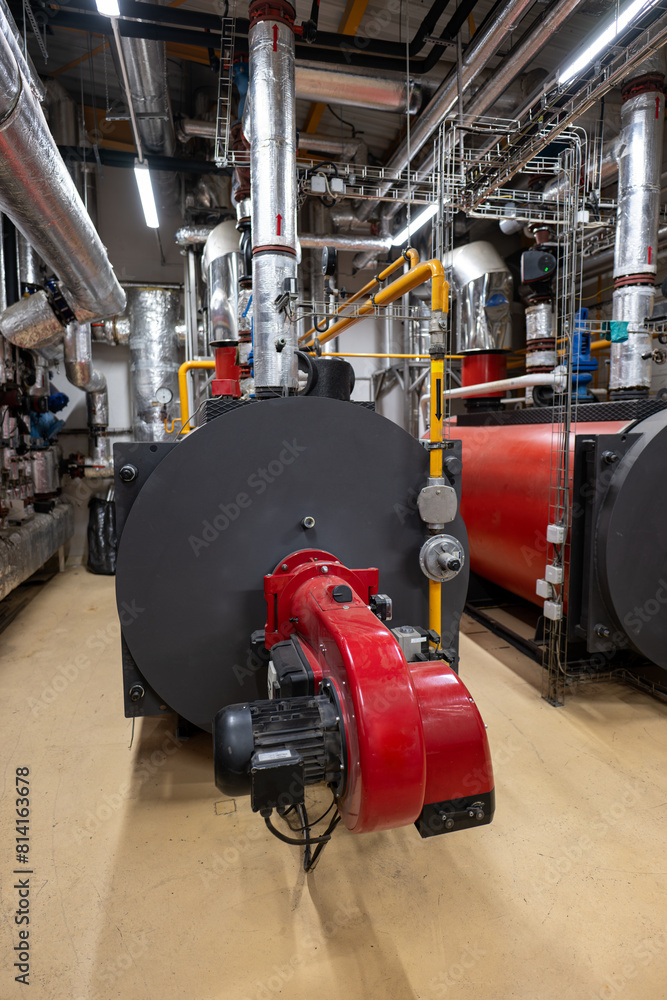 Gas boiler with red burner. Gas boiler with red burner.