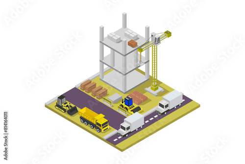 Isometric building under construction