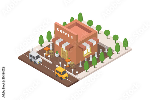 Isometric coffee shop