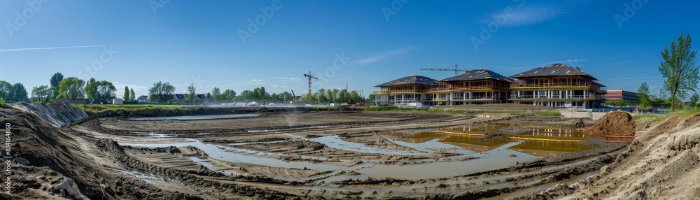 Obraz premium Under Construction, Building Repair Work, Worker At Work.