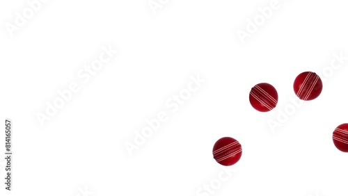 Animated red cricket ball bounces left to right on the screen with a white background. 