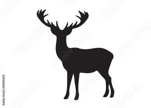 isolated black silhouette of a deer collection  deer silhouette vector.