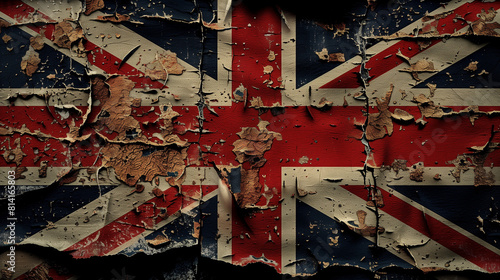 Weathered British Flag on Decaying Wall photo