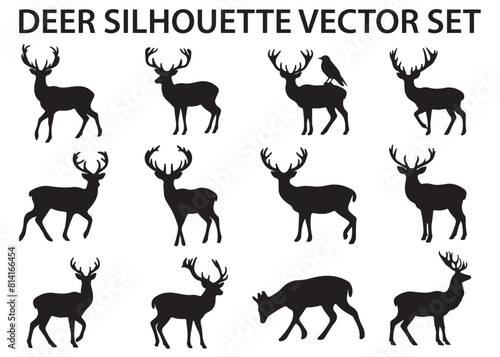 isolated deer silhouette set  deer silhouette vector