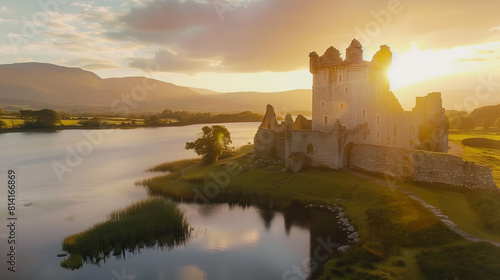 Aerial View of Ross Castle in Ireland