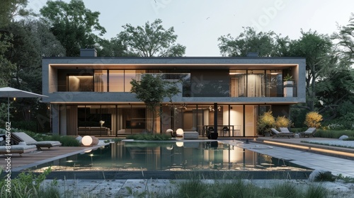 3d-rendering modern cozy house pool © Mockup Station