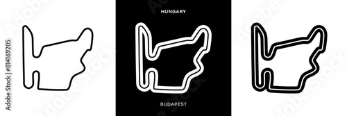 Budapest Circuit Vector. Budapest Hungary Circuit Race Track Illustration with Editable Stroke. Hungarian Race Track. Stock Vector.
