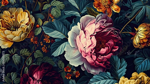 Wallpaper Mural magenta peony flowers Torontodigital.ca