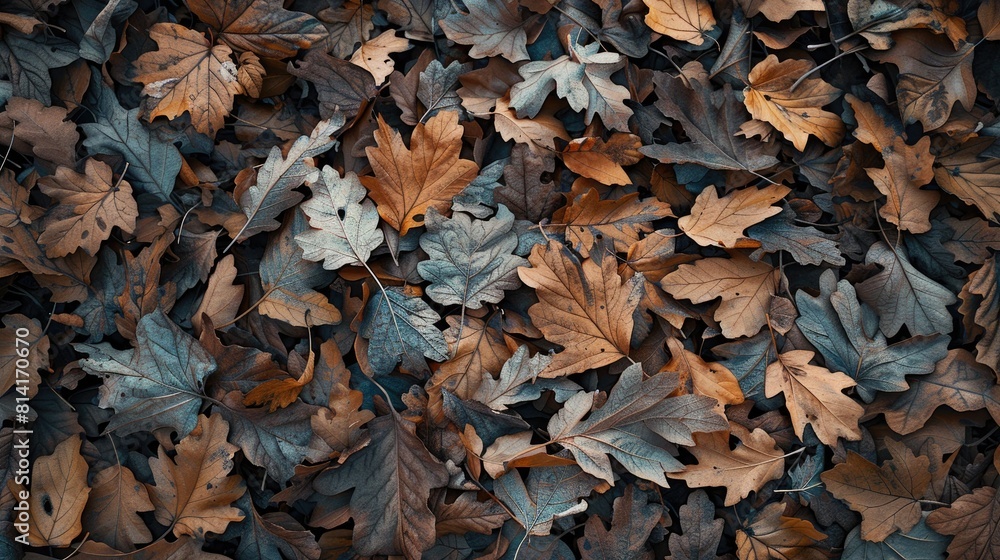 A ground full of dry leaves in an urban park with soft A ground full of dry leaves in an urban park with soft