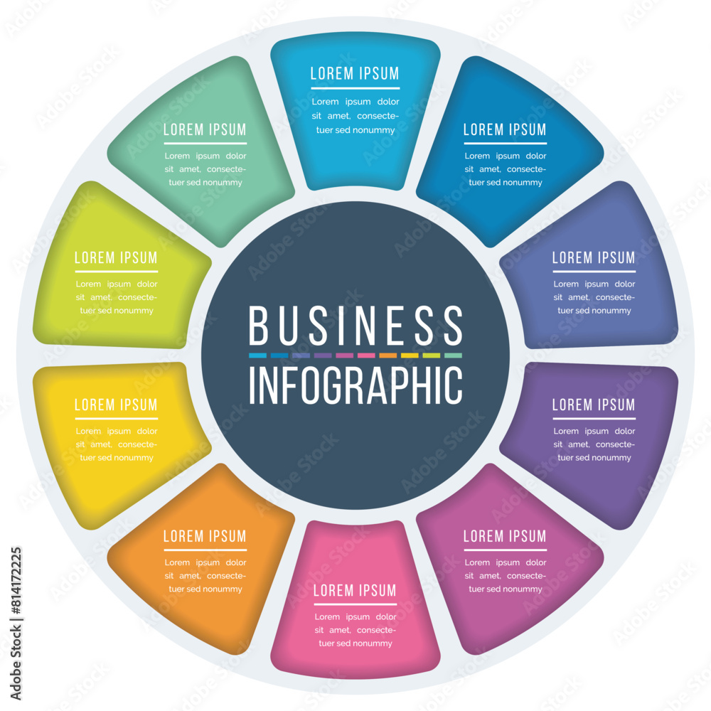 Infographic circle design 10 Steps, objects, elements or options business information Infographic circle design 10 Steps, objects, elements or options business information