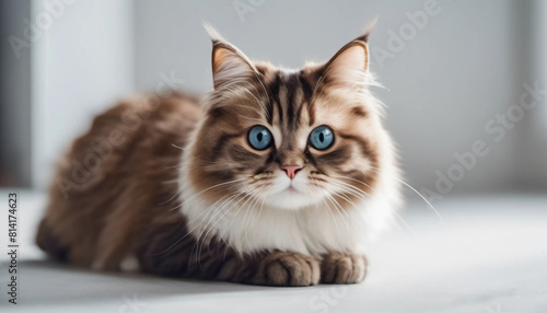 Wallpaper Mural White and brown adorable munchkin cat. Close up. Torontodigital.ca