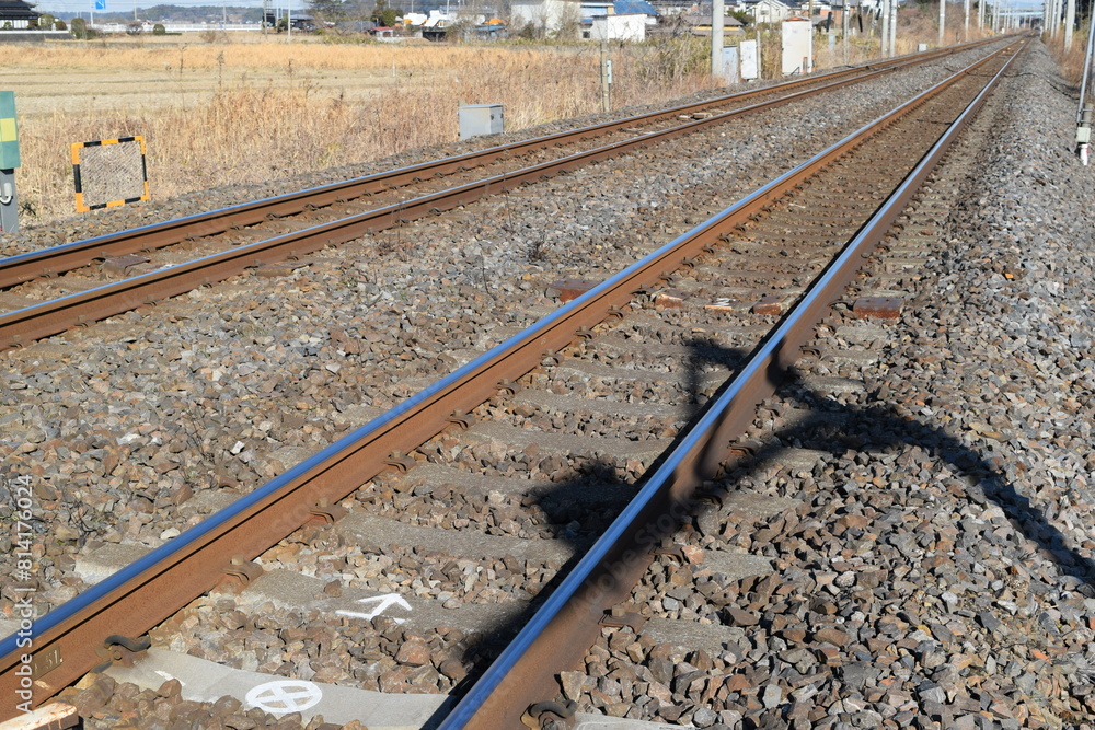 Naklejka premium 常磐線の鉄道線路 茨城県