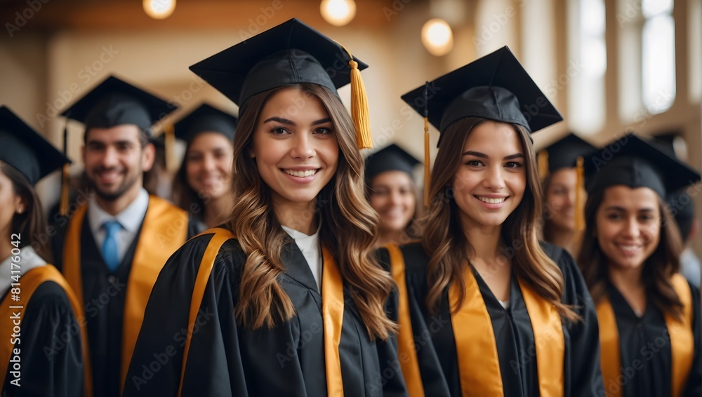 Happiness Spain woman in university graduate. Ai Generative. Happiness Spain woman in university graduate. Ai Generative.